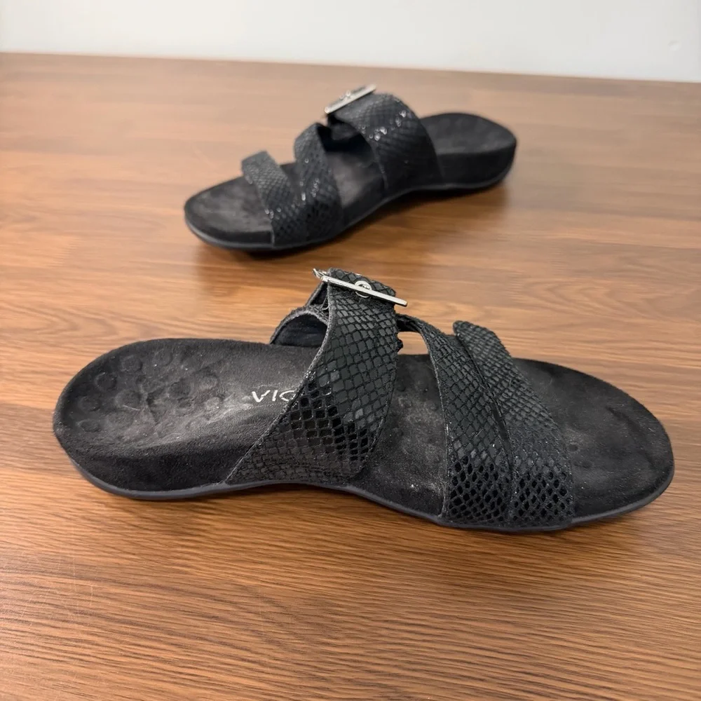 Vionic Black Textured Slide‎ Sandals Size 6